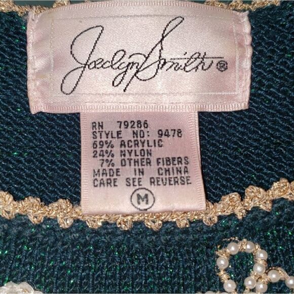 VNTG Jaclyn Smith Green Metallic Sweater - Picture 4 of 4